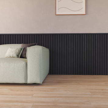 Kleurstaal lattenwand Decowall Acoustic lava eiken 18x30 cm