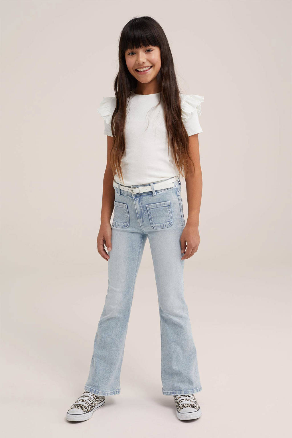 WE Fashion T-shirt met ruches wit