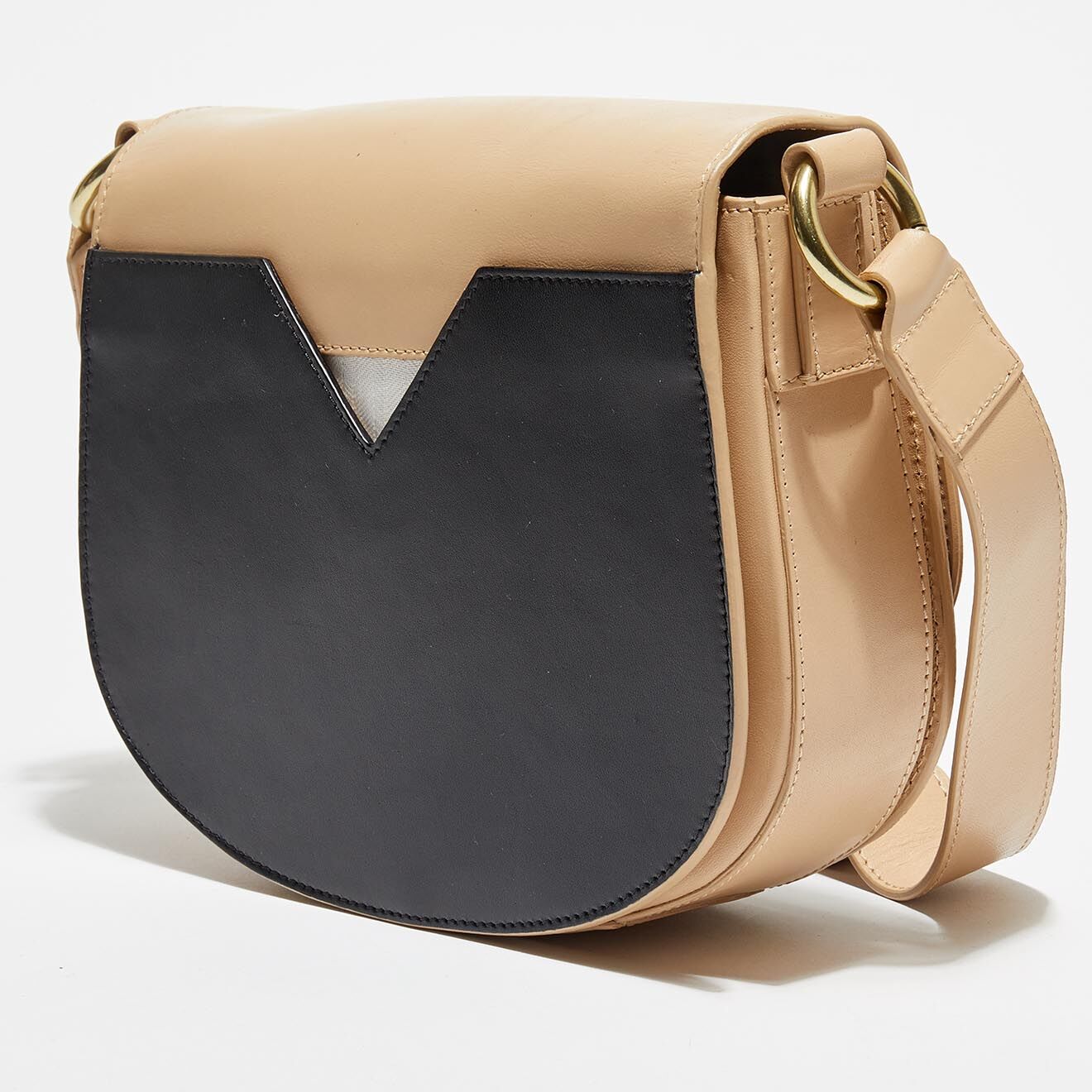 Chloé Stora Sac bandoulière en Cuir Salomé beige/noir - 22,5x19x4,5 cm