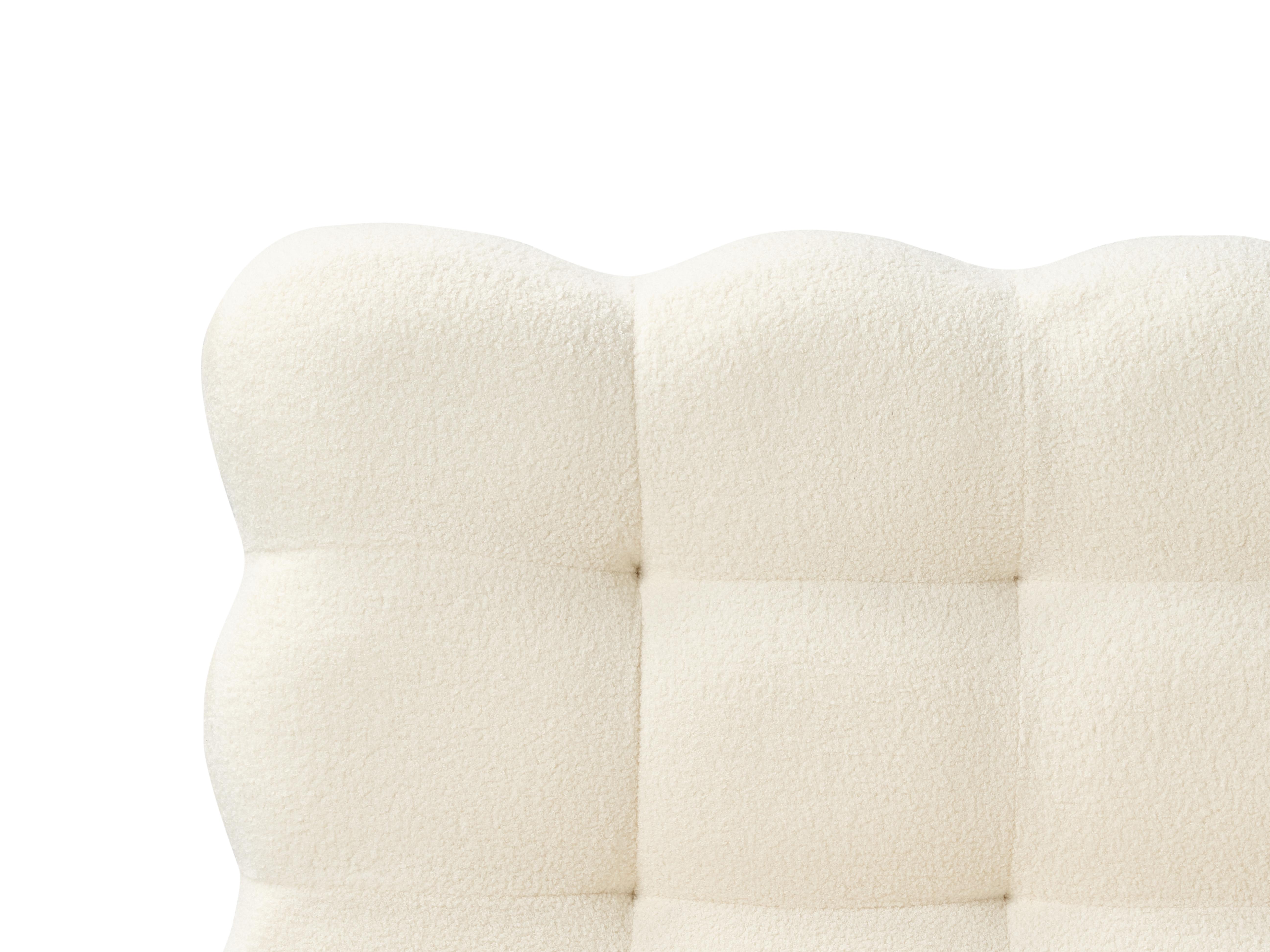 Bed Bouclé SOULISSE 180 x 200 cm Gebroken wit
