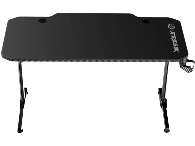 Ultradesk Gaming Tisch Frag Schwarz Stabiler Gaming-Tisch für bis zu zwei Monitore