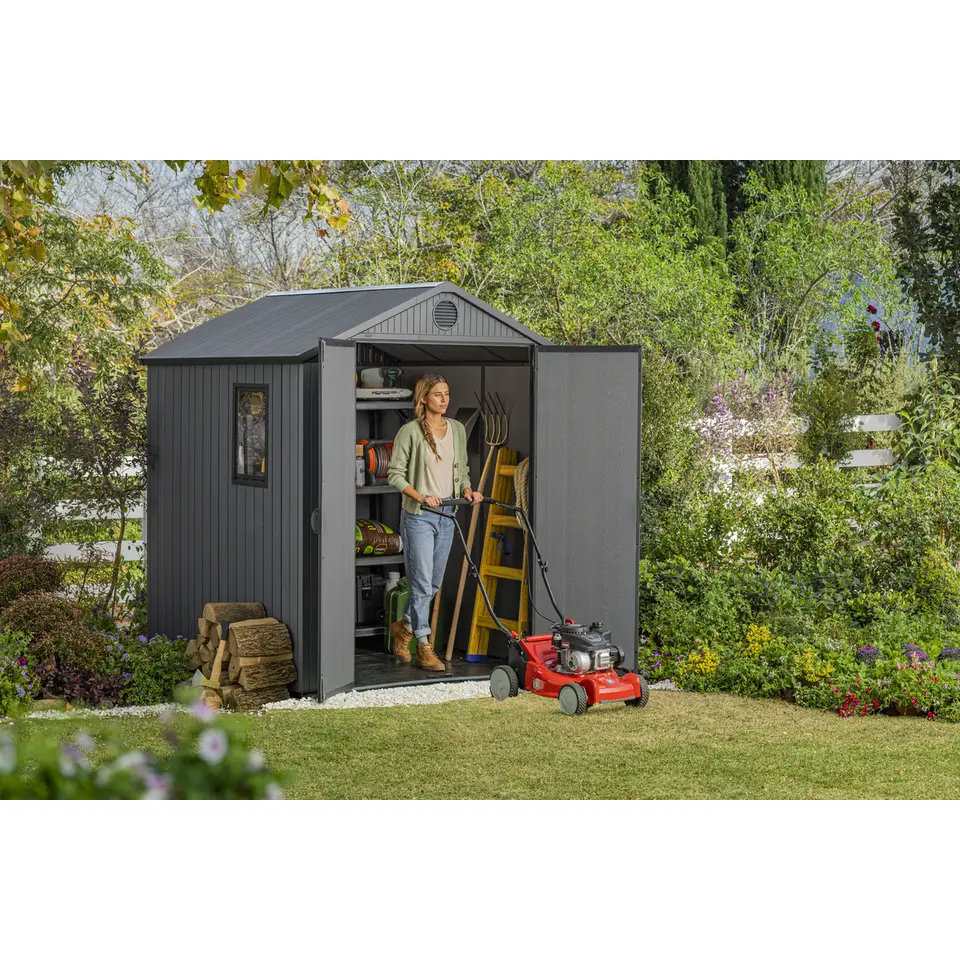 Keter Darwin 66 Tuinhuis - dubbele deuren   ramen - 190x183x221 cm - Grijs