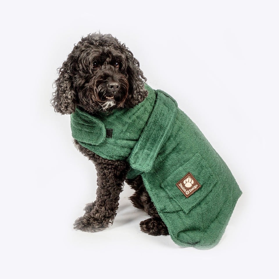Danish design - Dog bath robe green 50cm