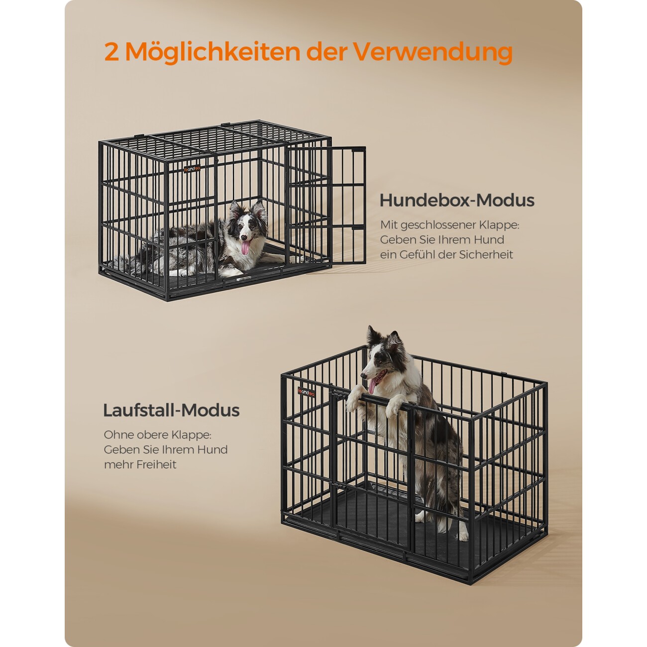 FEANDREA Hundekäfig Hundebox für mittelgroße und große Hunde 1,07 m, 70 cm, 75 cm