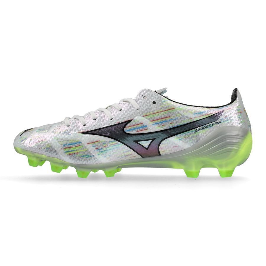 Mizuno Alpha II Made in Japan FG/AG - Blanc/Silver Iridescent/Noir