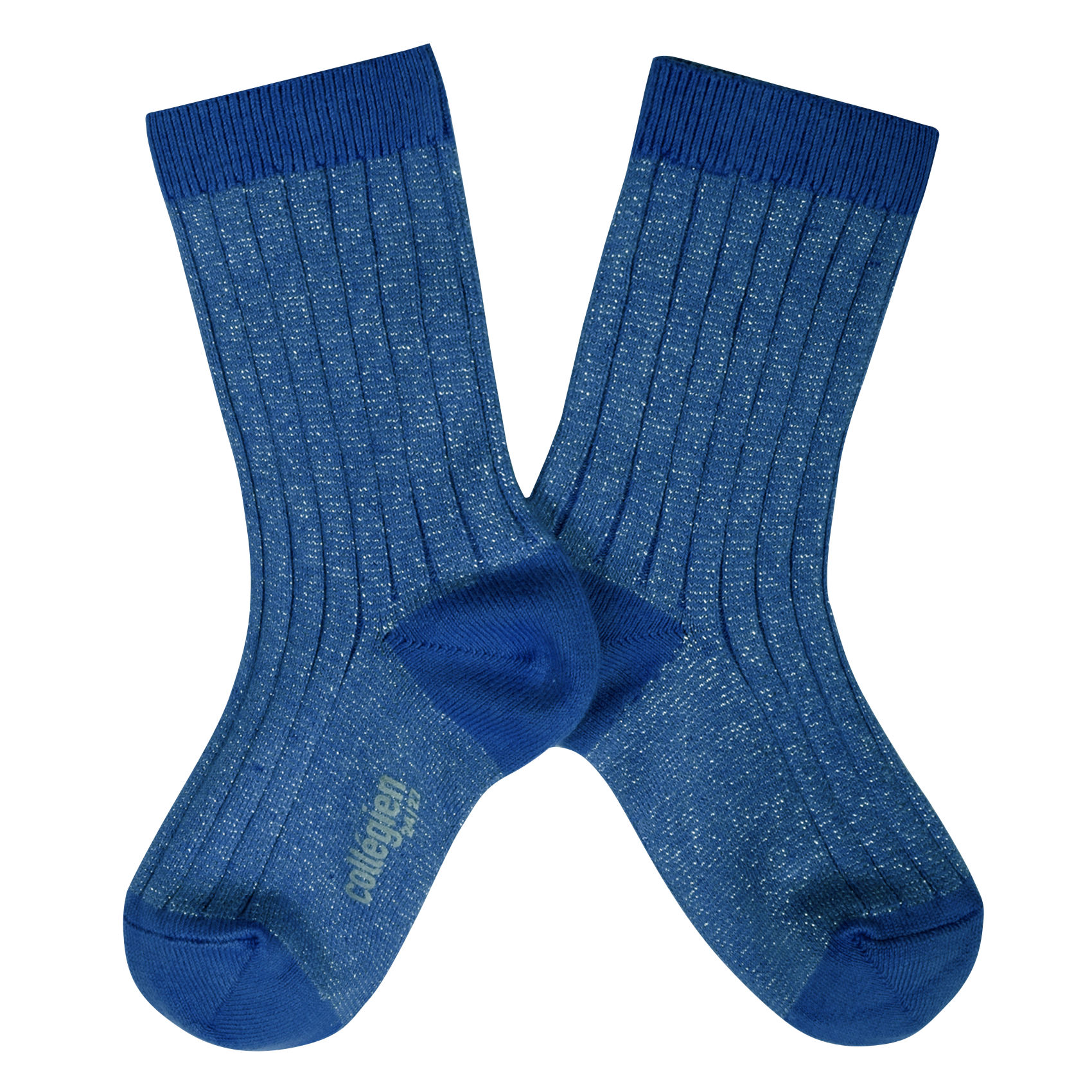 VICTOIRE - Chaussettes côtelées lurex en coton mélangé | Bleu