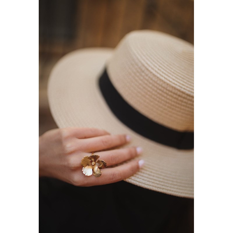 maxi bague fleur doré à l'or fin - ORPHÉE