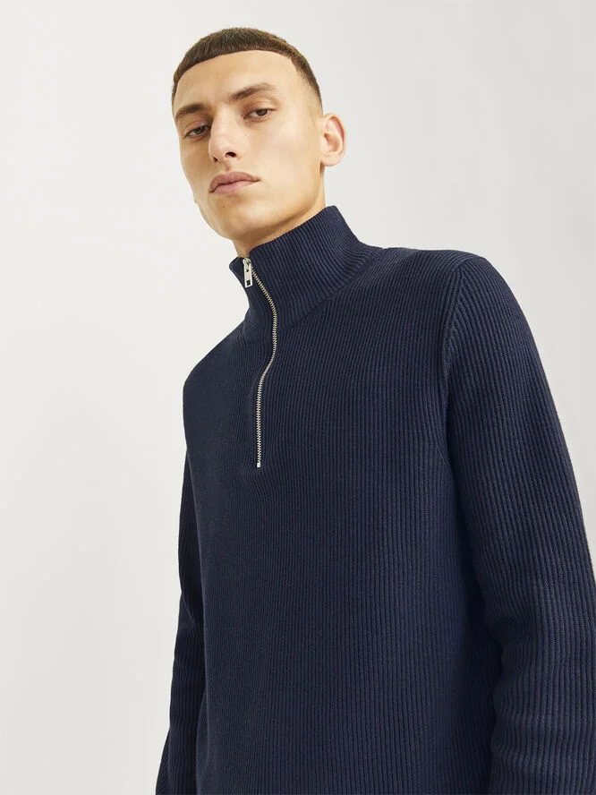 Jack & Jones JJEPERFECT KNIT HALF ZIP SN Sky captain
