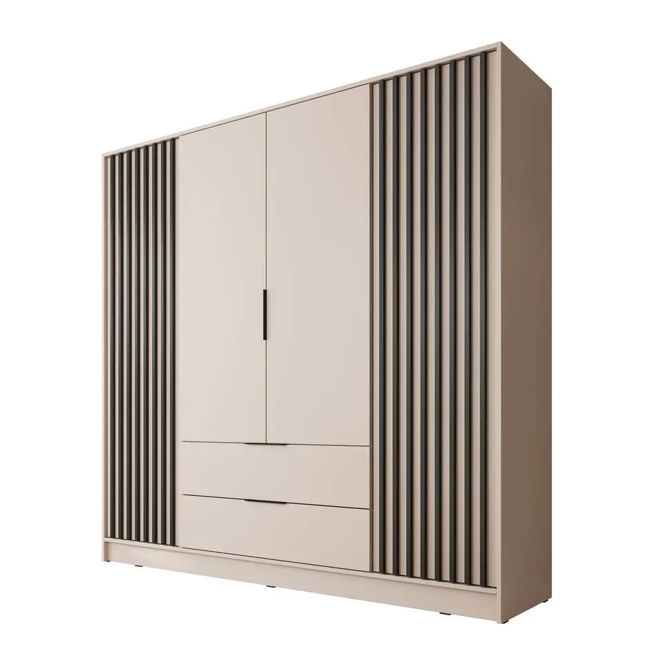 Meubella - Kledingkast Nairobi - Beige - Zwart - 206 cm