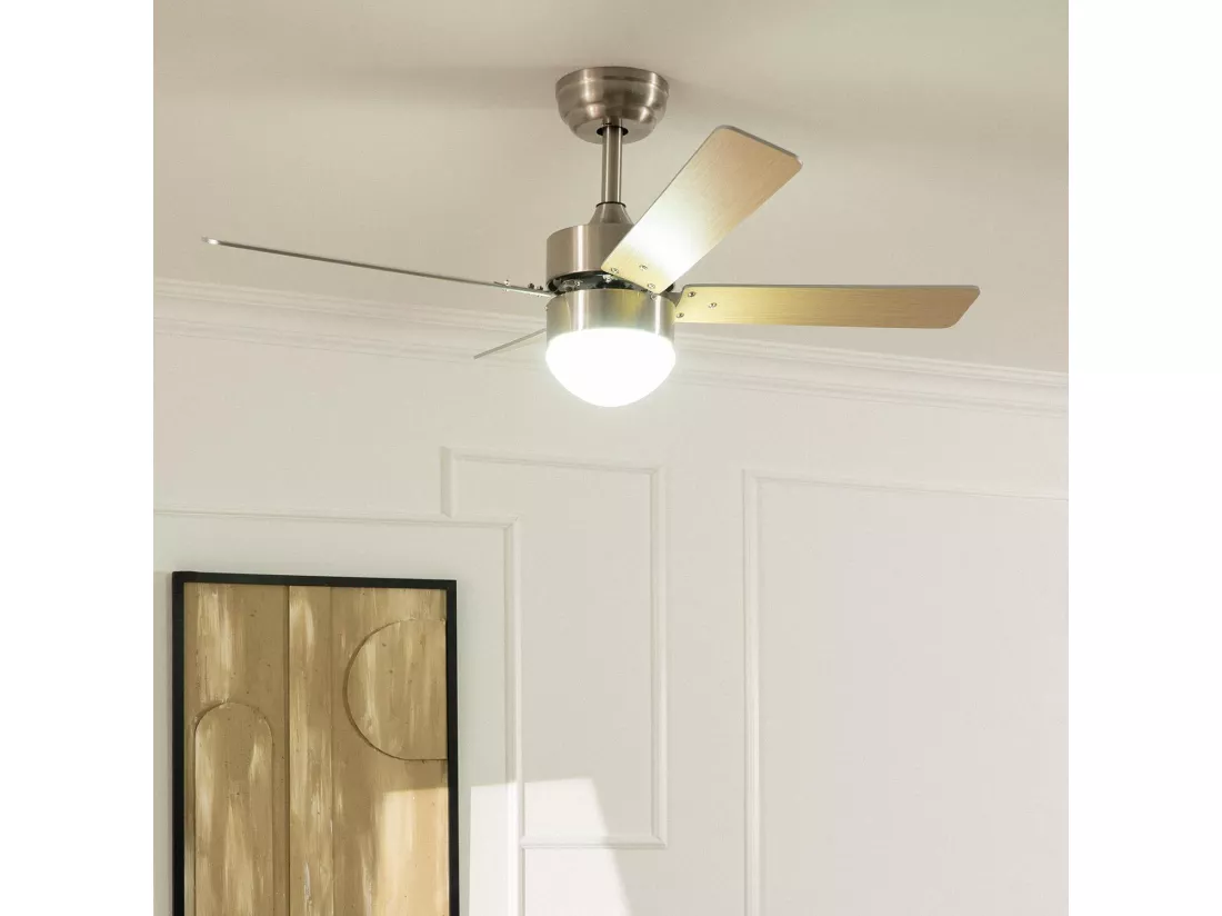 Ventilateur de Plafond Silencieux Cygnus Niquel 107cm Moteur DC Argent