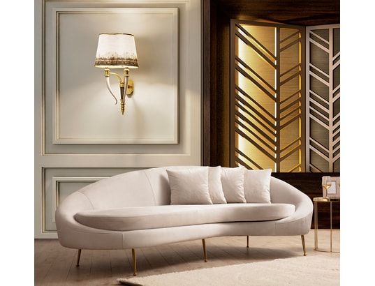 CONCEPT1 - Canapé tissu Eses 3 places droite beige 255 x 120 x h85