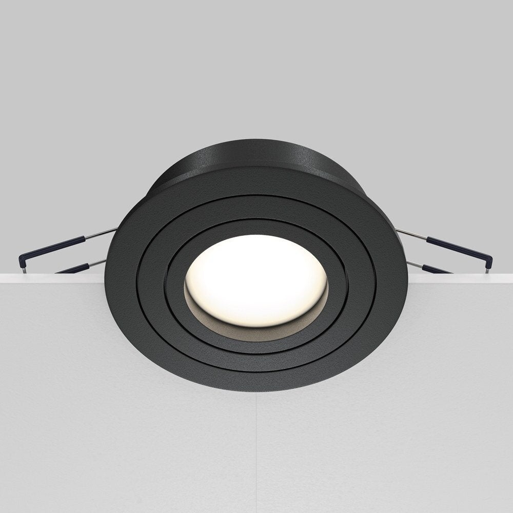 Atom inbouwplafondlamp in zwart, GU10, rond