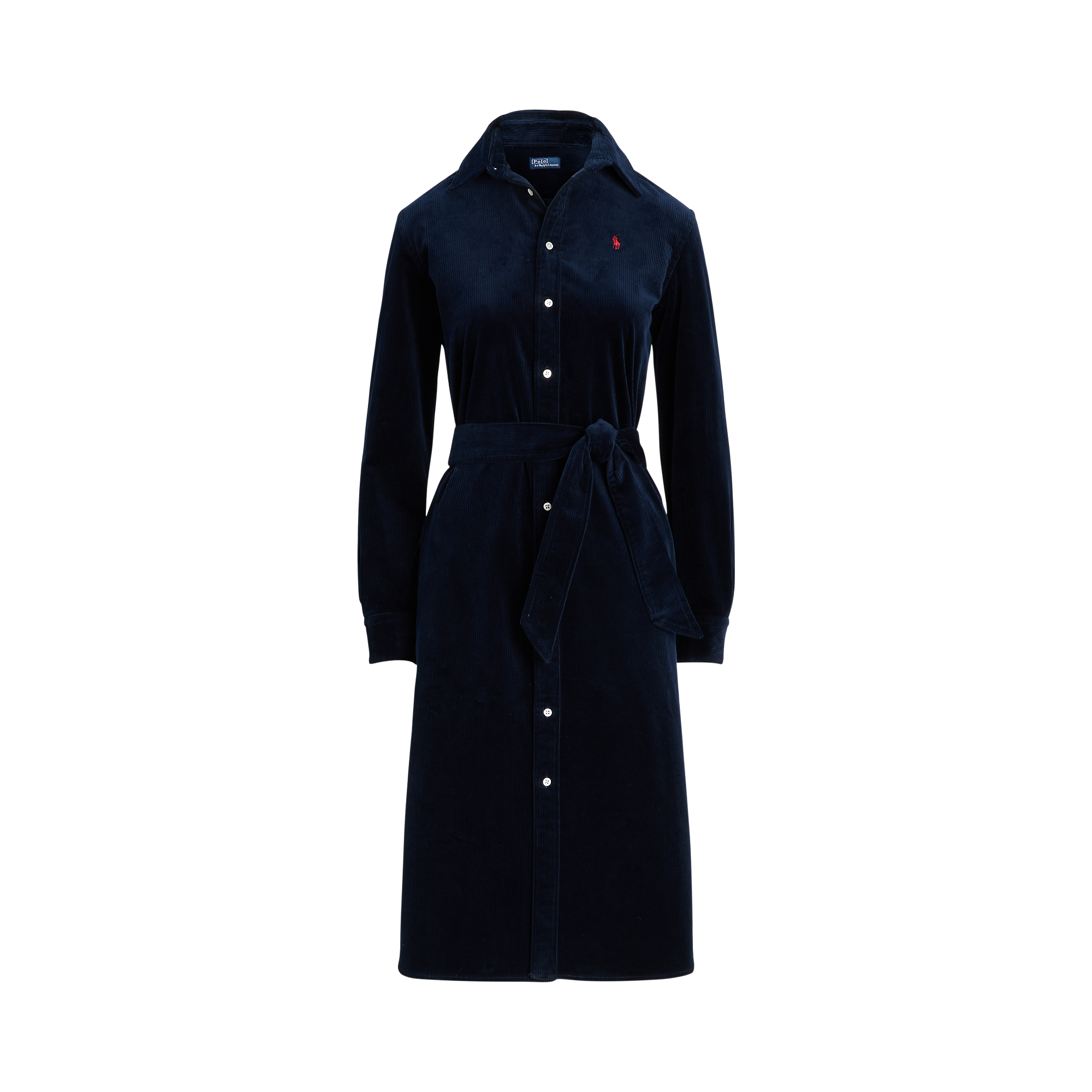 Robe-chemise midi en velours côtelée | Bleu