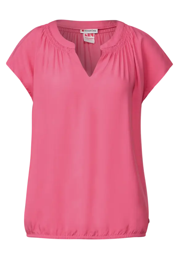 Viskosebluse mit Elastiksaum - berry rose