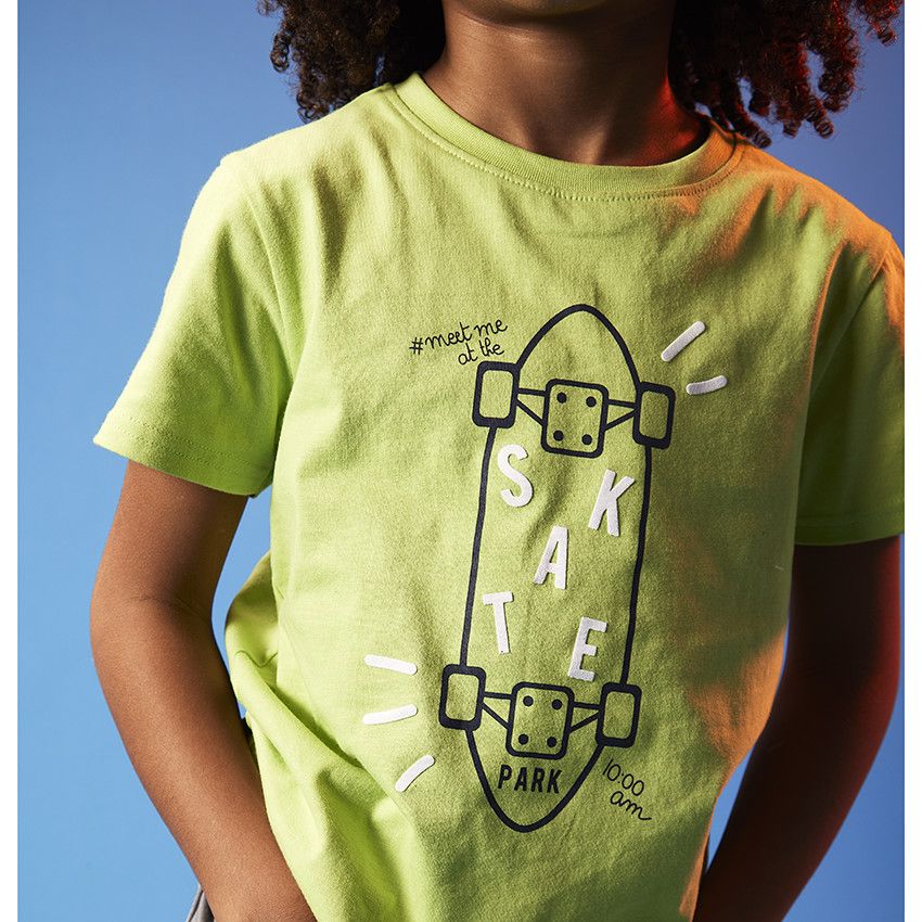 T-shirt manches courtes en jersey avec print fantaisie pour garçon - Vert