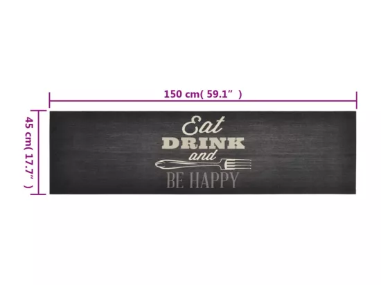 Tapis de cuisine lavable impression cuisine noir 45x150 cm