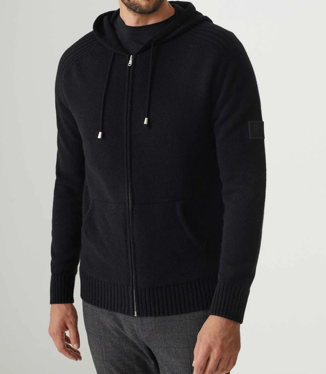 Gilet zippé à capuche noir 