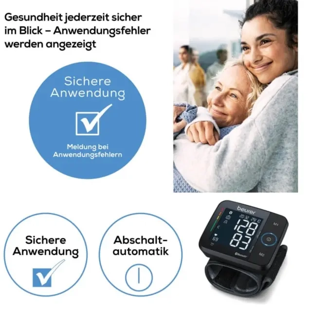 BC 54 Blutdruckmessgerät für das Handgelenk mit Inflation-Technology   App Funktion für iOS / Android (65054) - Schwarz