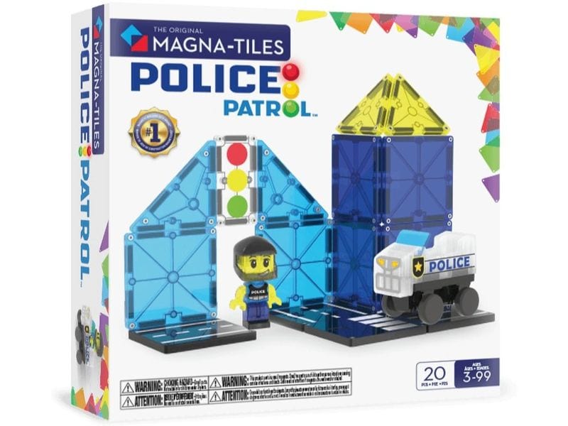 Magna-Tiles Police Patrol 20 Teile Einsatz- und Bau-Set mit 20 magnetischen Teilen