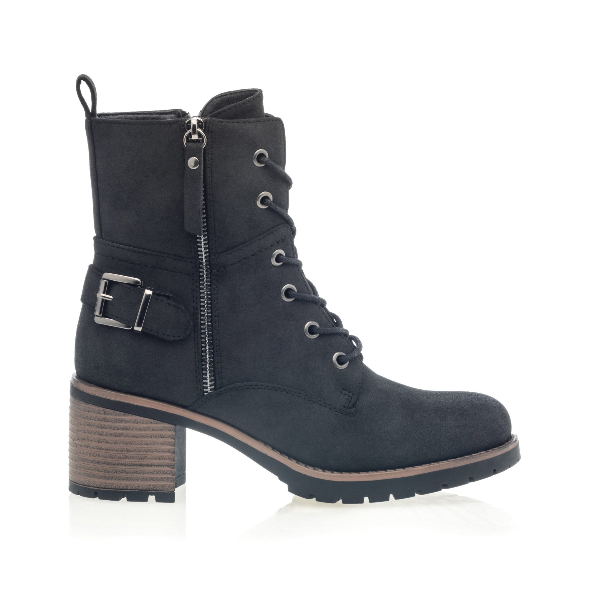 Bottines à lacets à talon Femme noir