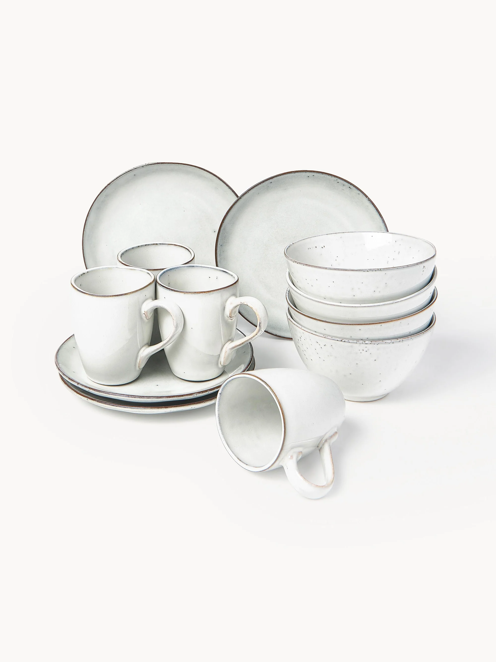 Handgemaakte ontbijtset Nordic Sand, 4 personen (12-delig)