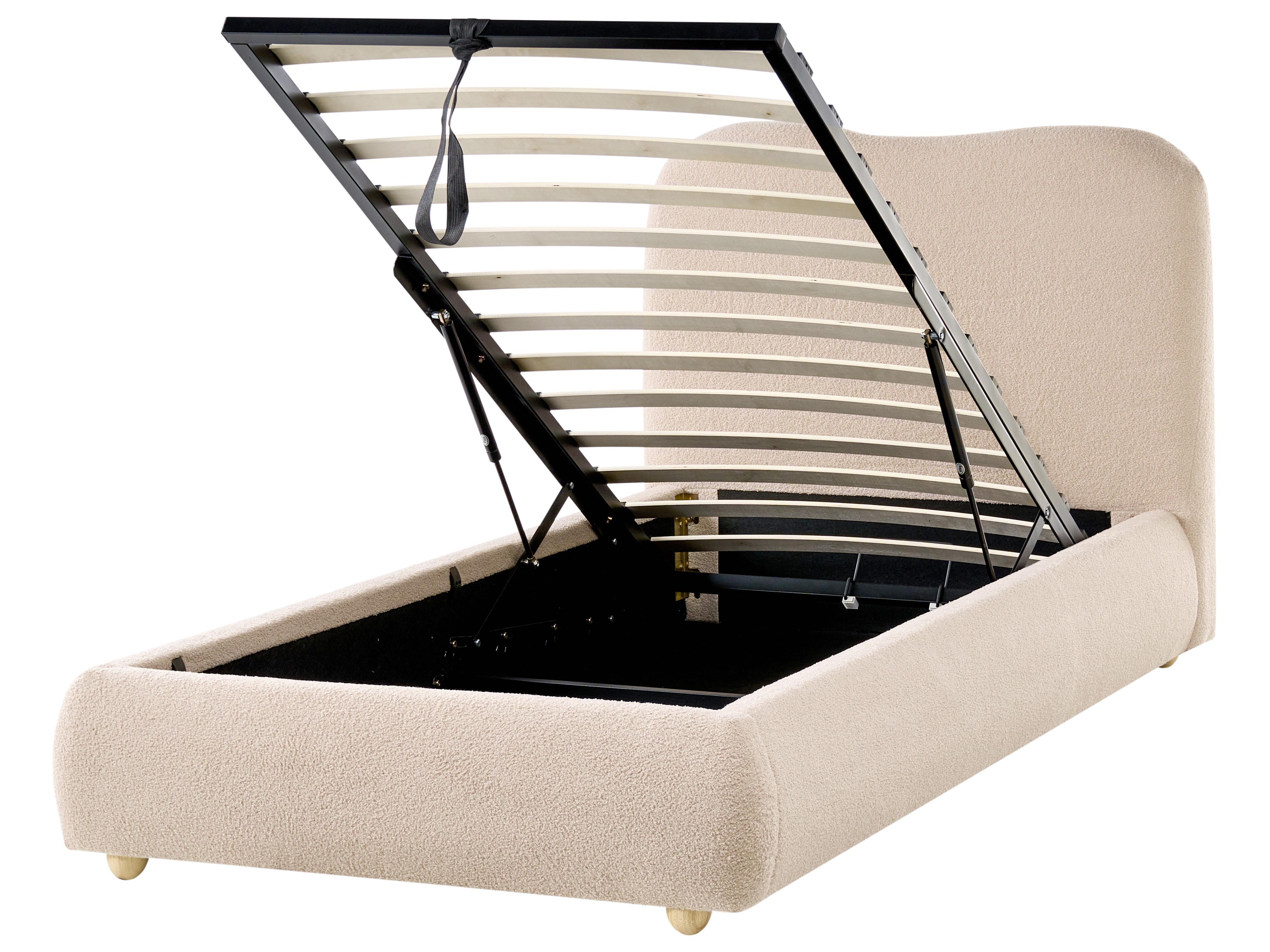 Bed met opbergruimte Bouclé BLAGNAC 90 x 200 cm Beige