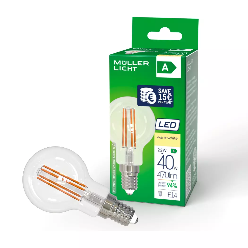 LED-Tropfen E14 / 2,2 Watt / Energie A
