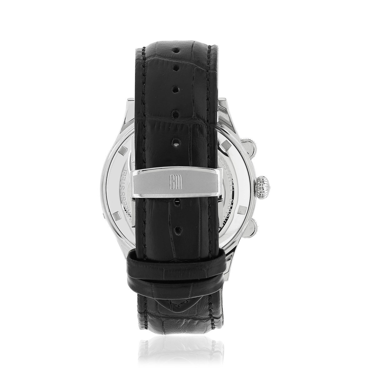 Montre MATY GM automatique chronographe cadran noir bracelet cuir noir