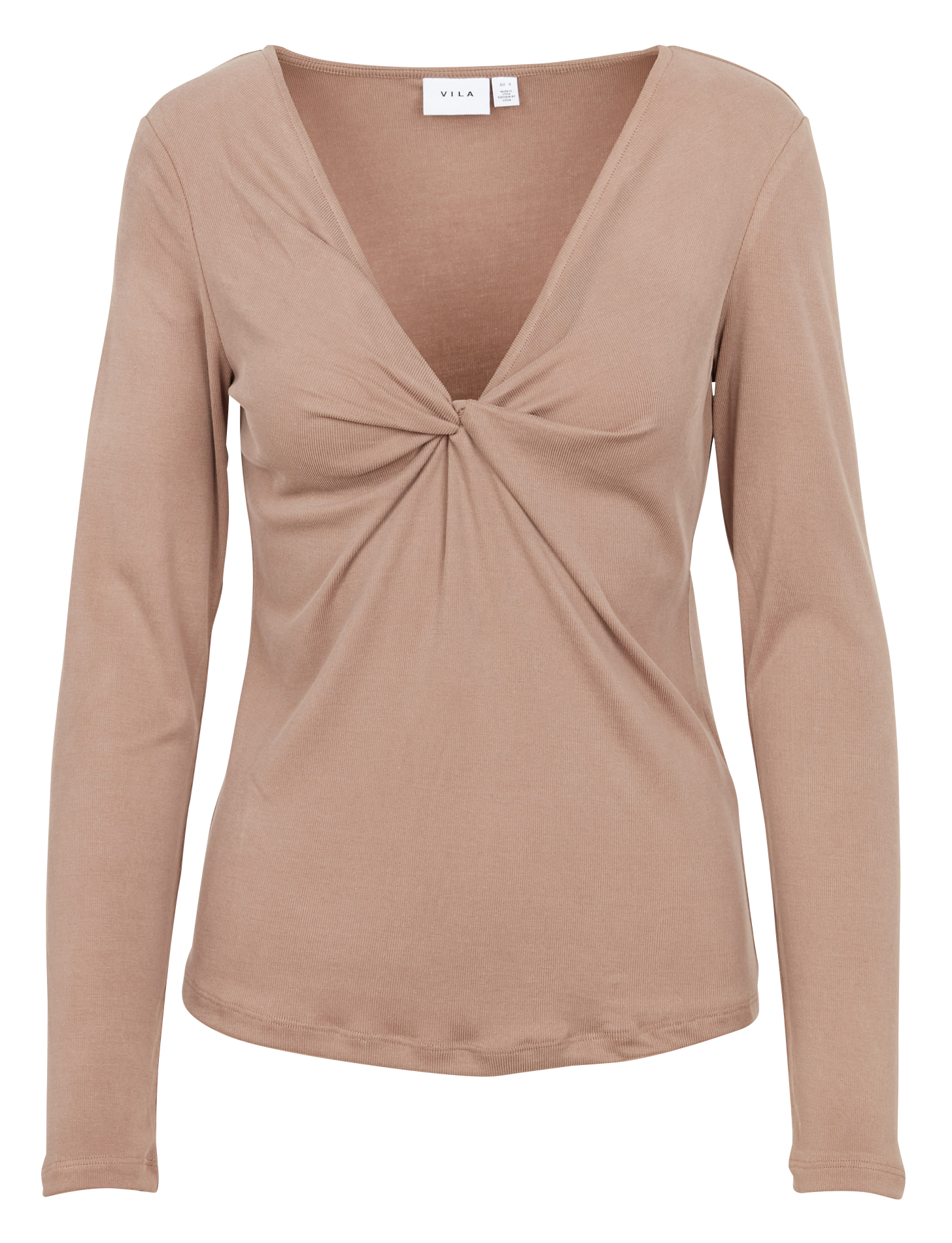 LULLU - Tee-shirt manches longues à col noué | Marron