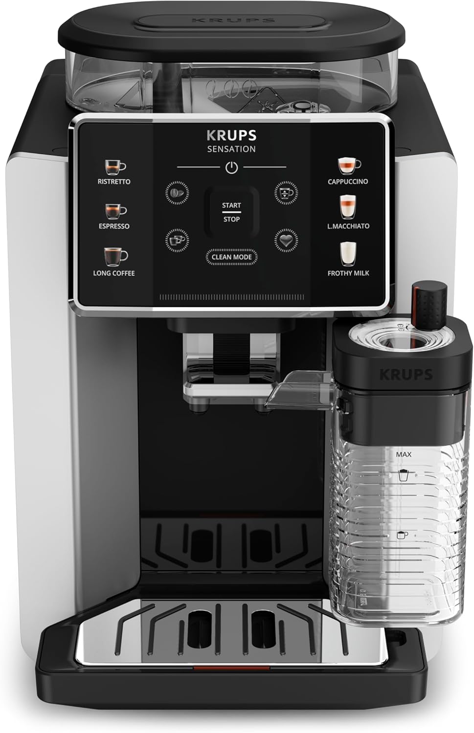 KRUPS Sensation Milk Kaffeevollautomat, 6 Kaffee & Milchgetränke, perfekter Geschmack, Milch Maestro Technologie, perfekter Milchschaum, einfach zu bedienen, mühelose Reinigung, platzsparend, EA912E
