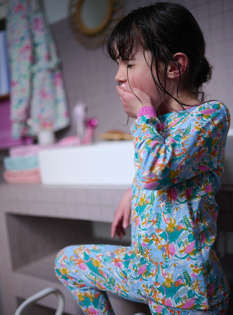 Pyjama écru à imprimé tropical fille