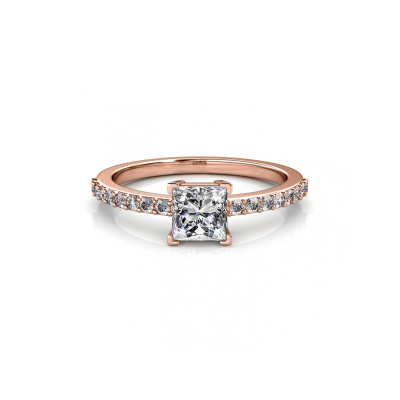 Bague Simple Square - Or Rosé et Cristal