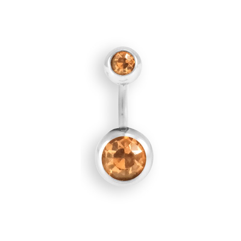 Piercing en acier argenté avec oxyde de zirconium teinte champagne