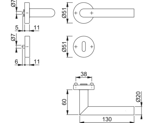 Rozetset OB model W geborsteld roestvrij staal