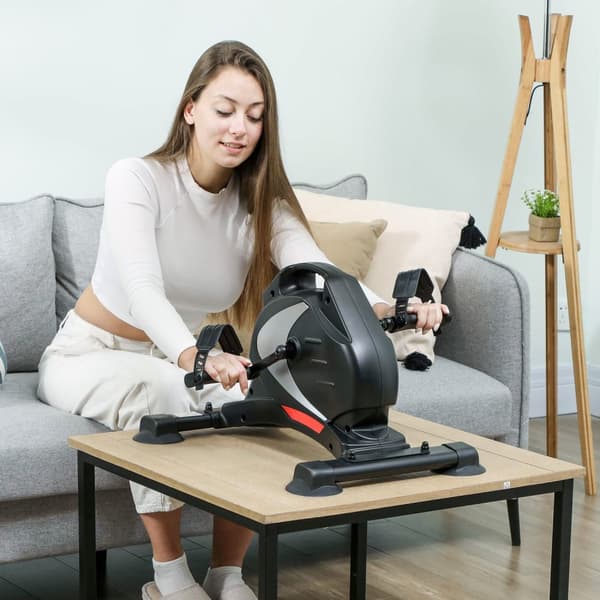 Pedaltrener stille mini-treningssykkel med 8 nivåer magnetisk motstand LCD-skjerm bærbar bentrener med sklisikker matte seniorer arm- og bentreningspe
