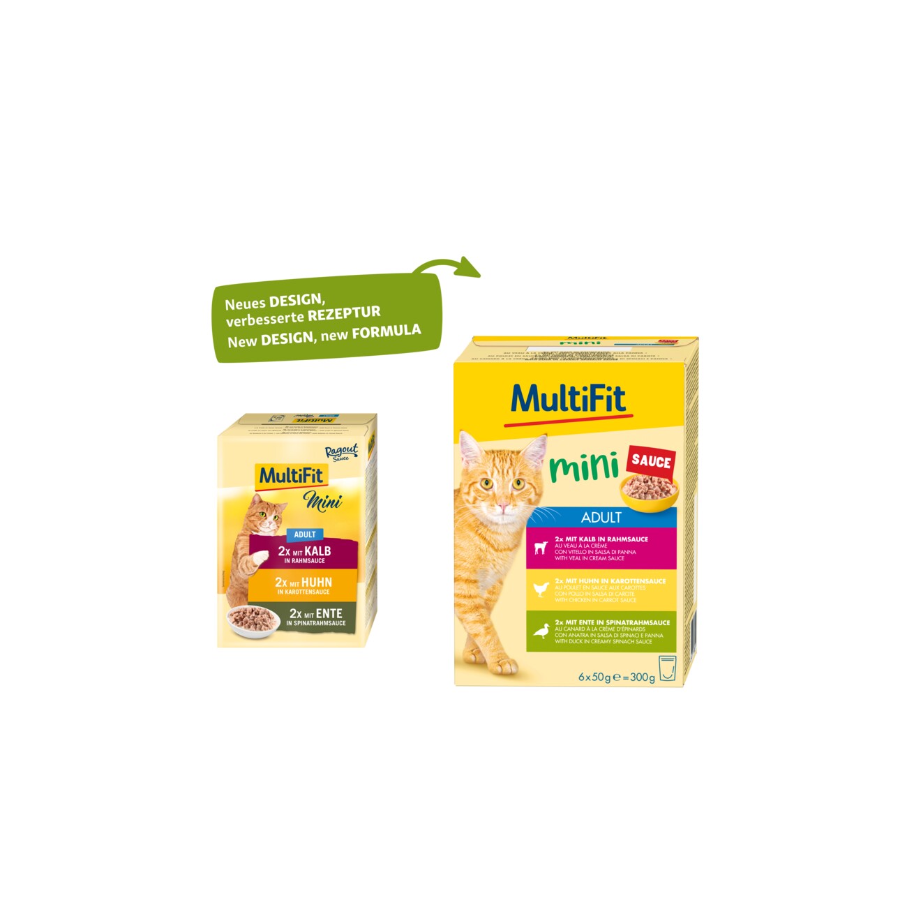 MultiFit Mini Nassfutter Katze Adult, Multipack Sauce 6x50 g Fleisch