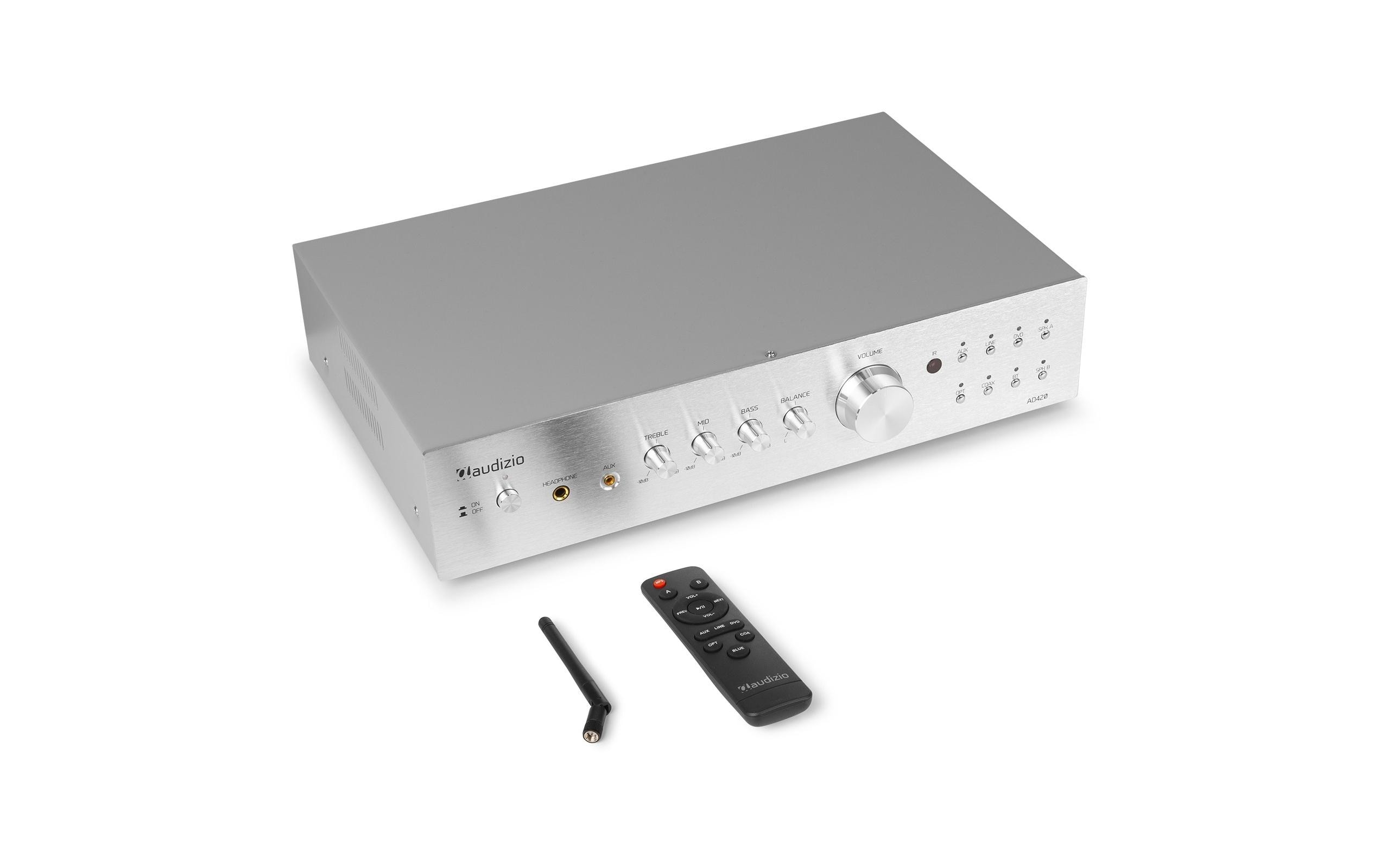 Stereo-Verstärker AD420A Silber<br>Vielseitiger 4-Kanal-Verstärker mit grosser Funktionalität