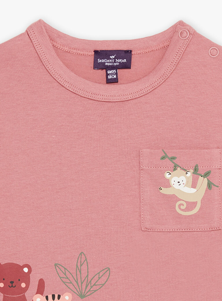 T-shirt rose vintage avec animaux