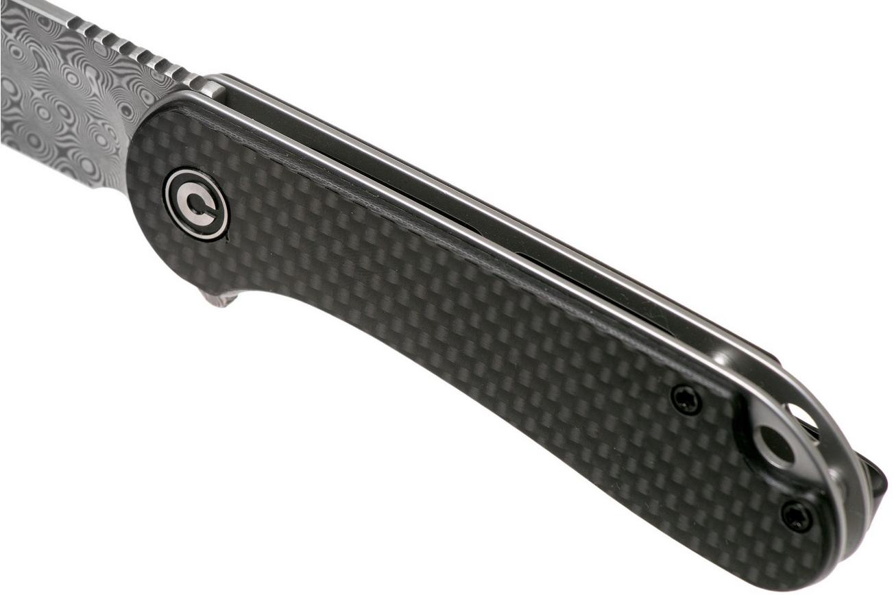 Civivi Elementum C907DS Damascus, Carbonfiber & Black G10 zakmes