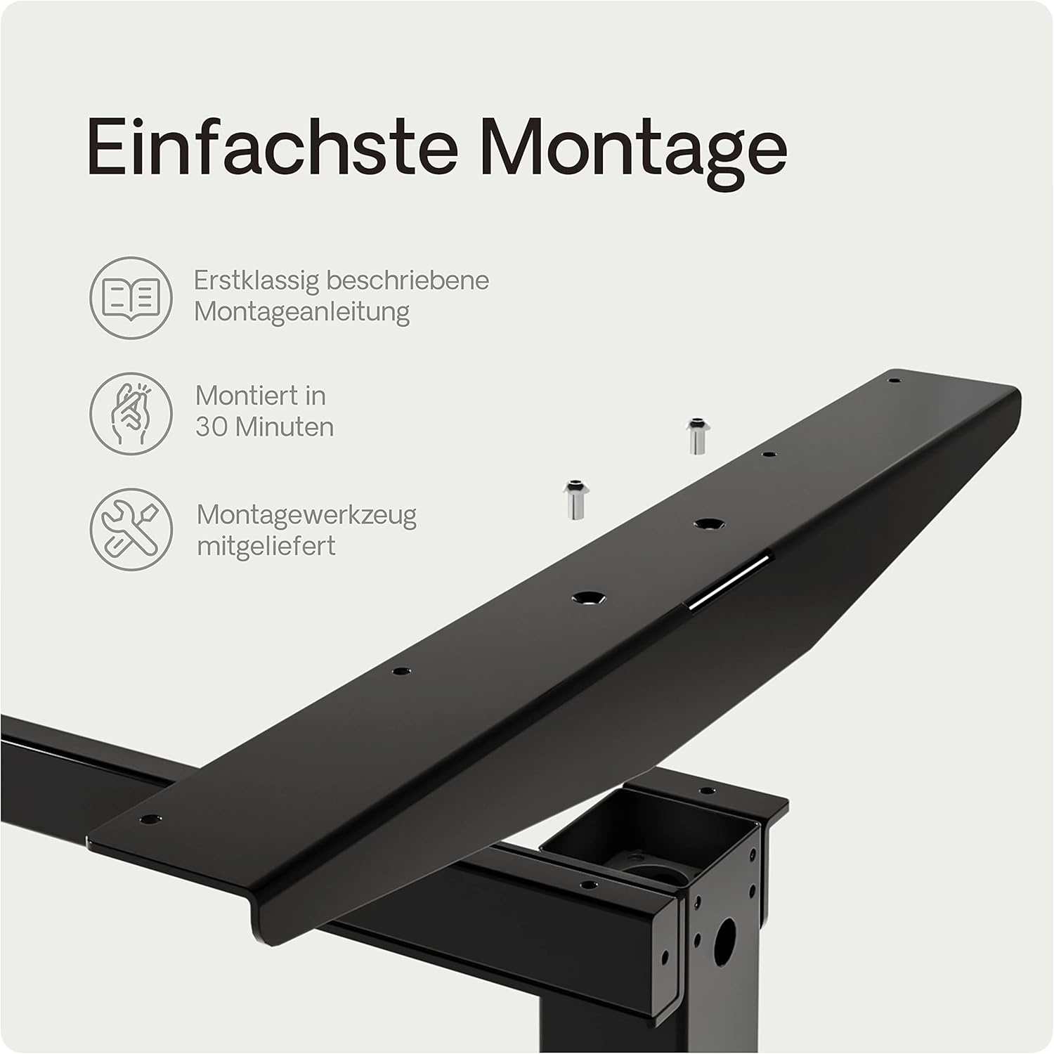 Desktronic Höhenverstellbarer Schreibtisch - Stehpult Tischgestell Elektrisch mit Touchscreen + Ladeanschlüssen - Höhenverstellbar
