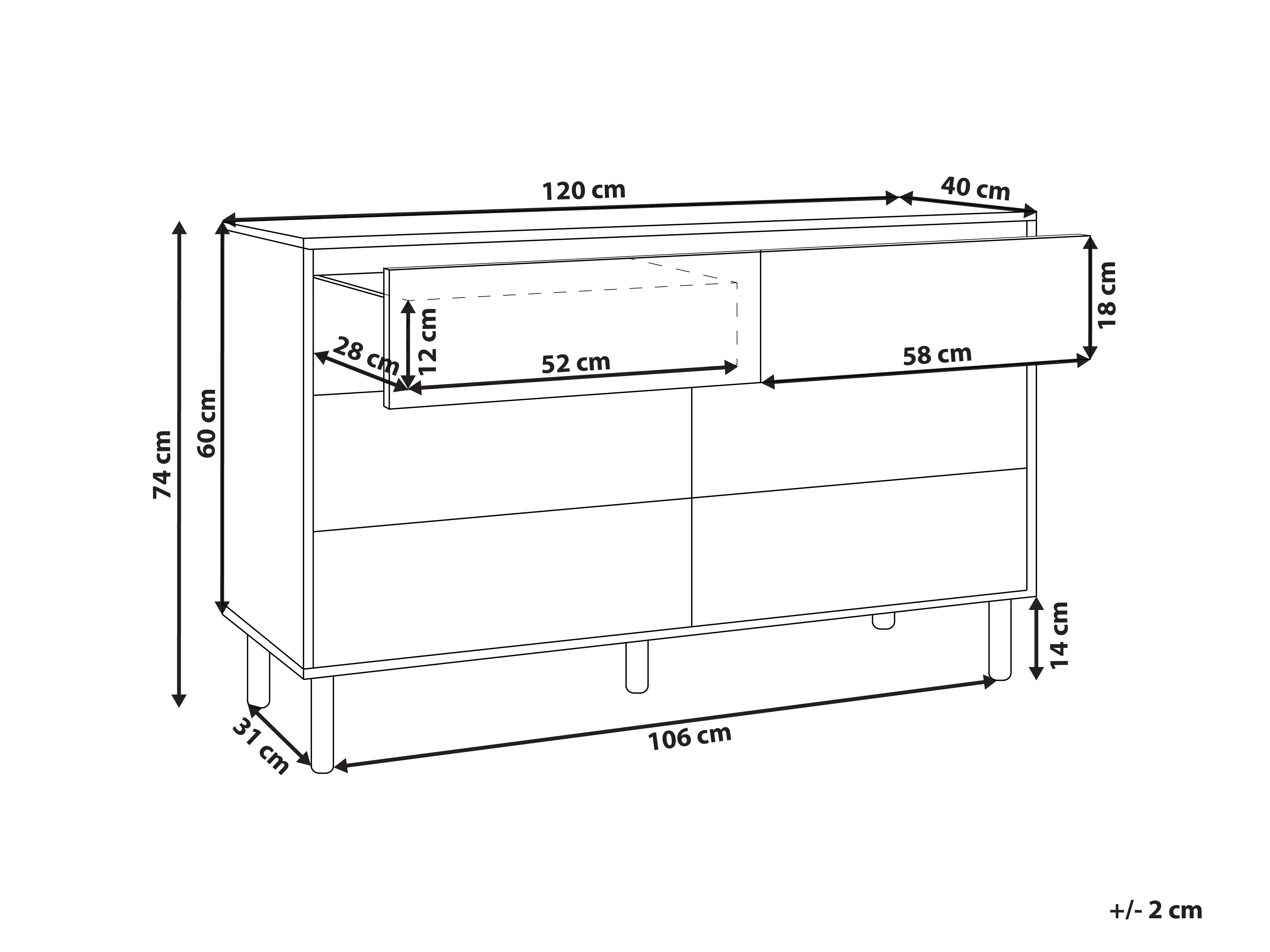 Ladekast 6 lades SHARPE Lichtbruin