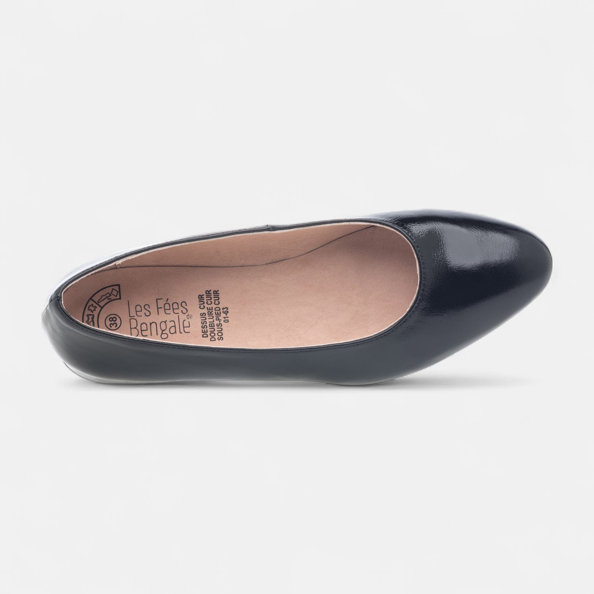 Ballerines Femme en cuir noir vernis