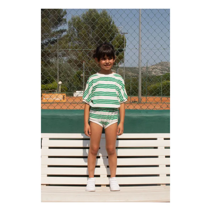 We Are Kids Combishort Romy Rayure Eponge Bio | Vert