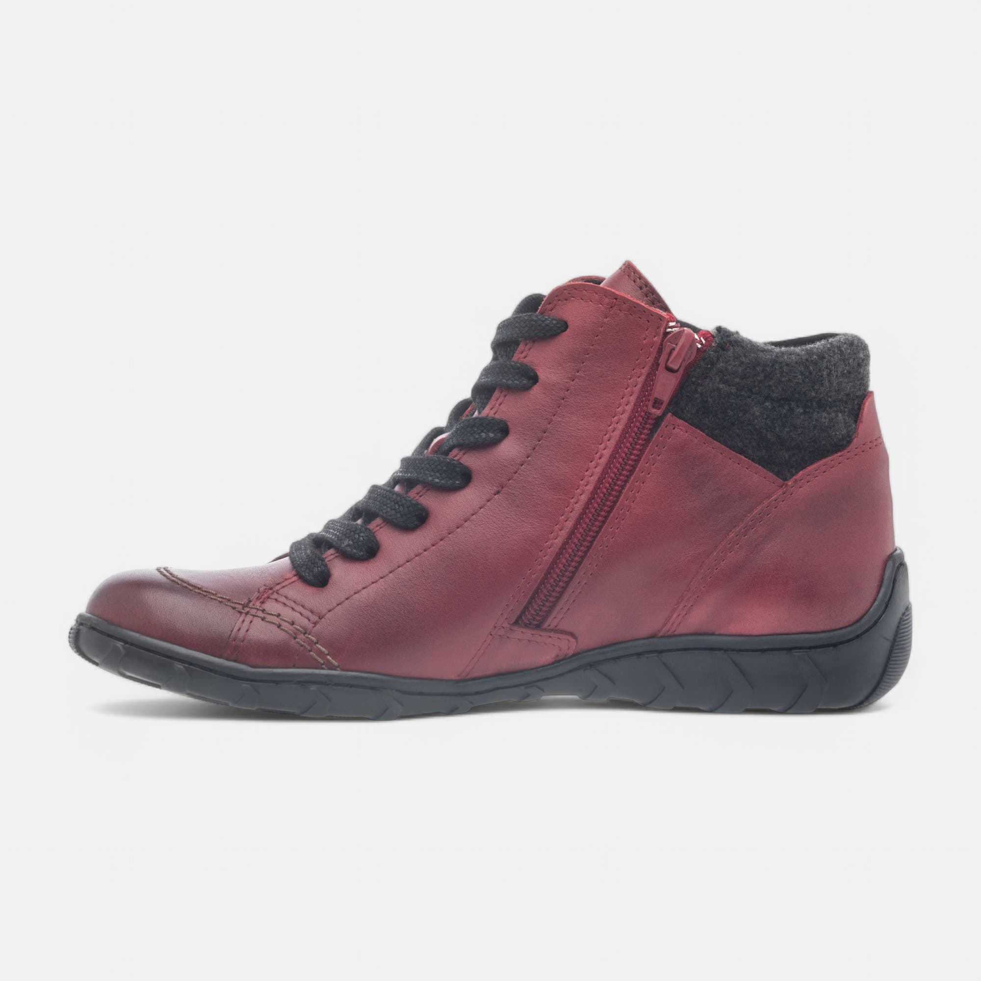Baskets hautes Femme en cuir rouge