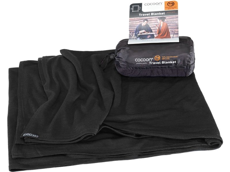 cocoon Reisedecke Merino Wool/Silk Travel Blanket, Schwarz Decke