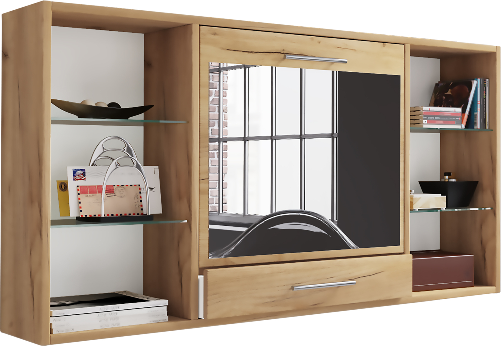 Schreibtisch TEALA SPIEGEL - Honig-Eiche - ausklappbar - 115 cm