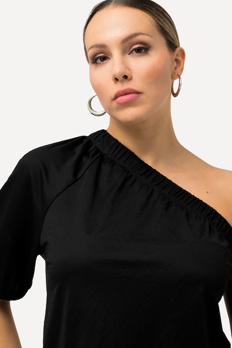 One-Shoulder-Bluse, asymmetrischer Ausschnitt, Halbarm