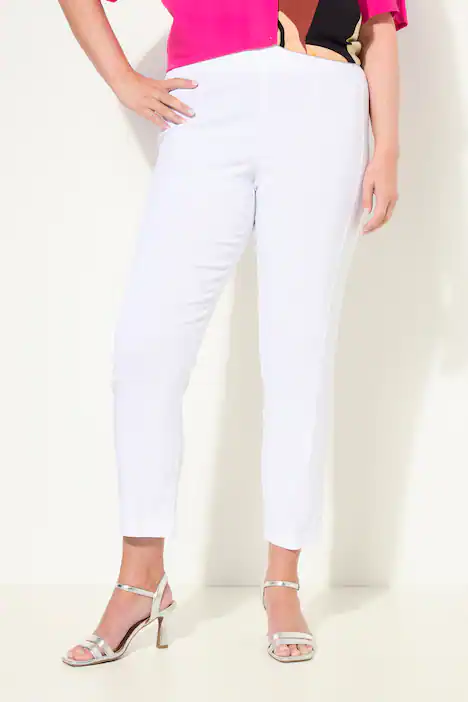 Bengalin-Hose, elastischer Slim Fit, Metallic-Druck, schneeweiß