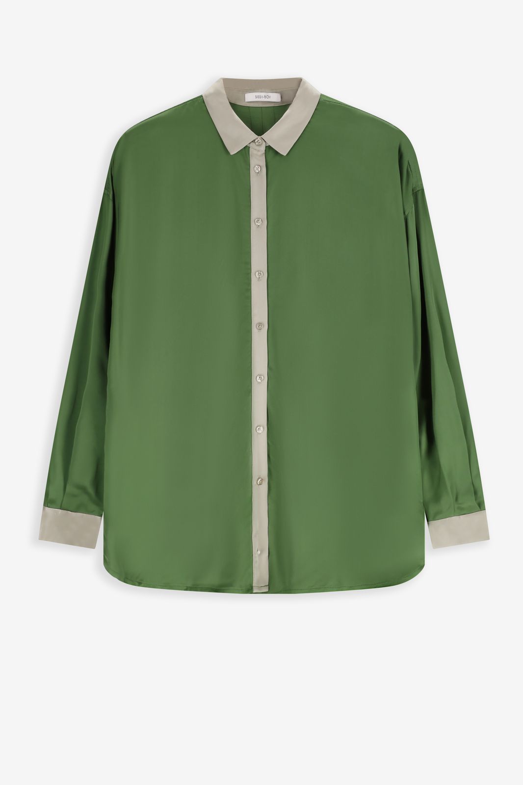 Groene oversized satijnen blouse