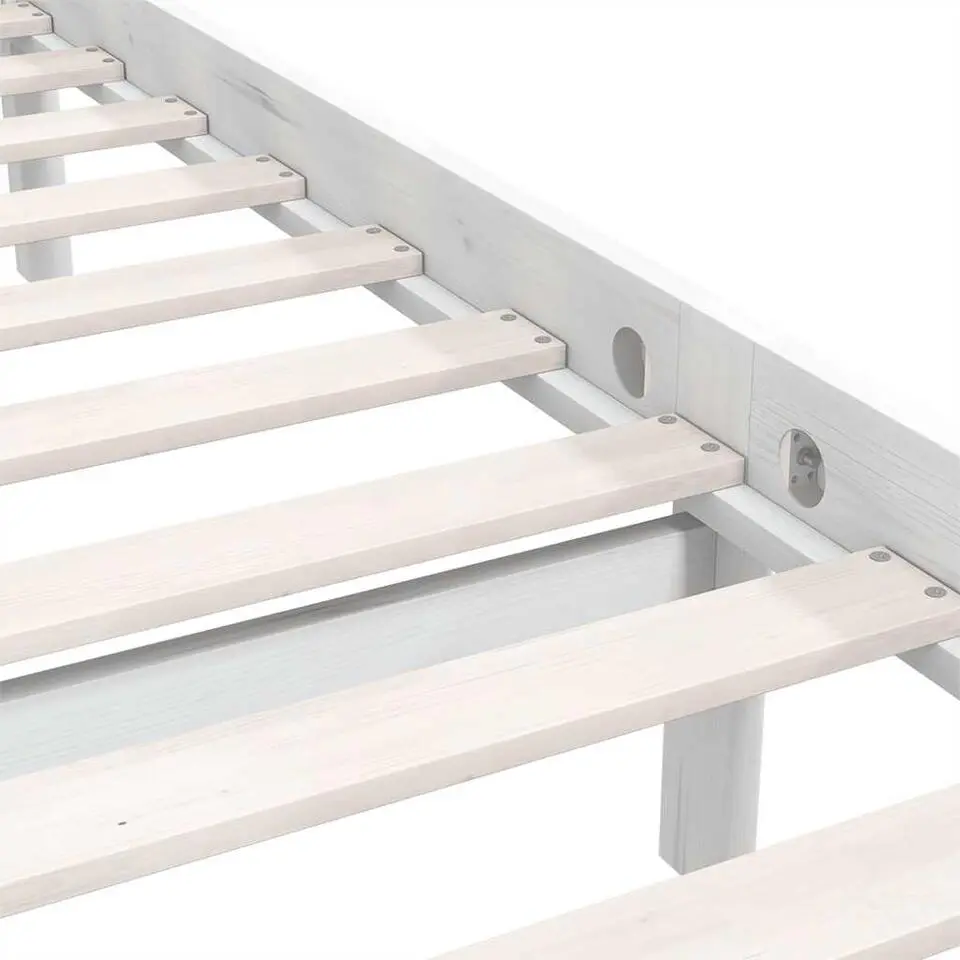 vidaXL - Bed frame met hoofdeinde - Wit - Massief grenenhout - 160x200 cm